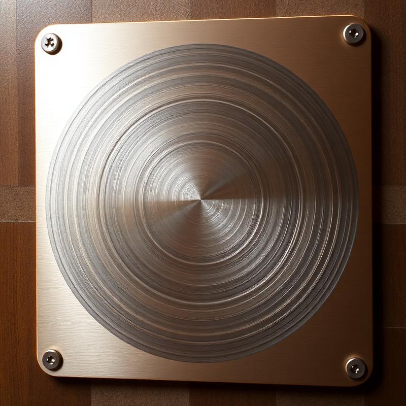 A brushed metal plate with concentric rings, an abstract mark of continuity